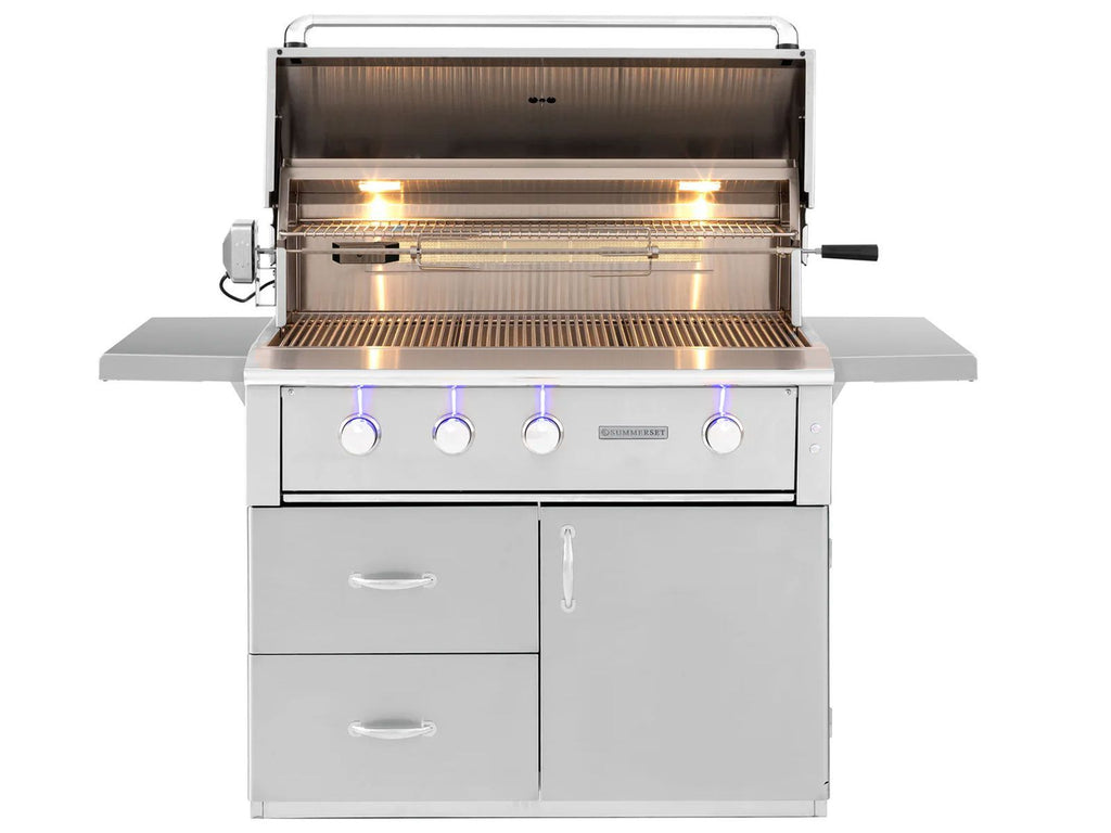 Parrilla de gas Alturi de 42 pulgadas y 3 quemadores, fabricada en Estados Unidos, con quemador trasero infrarrojo y kit de asador. 