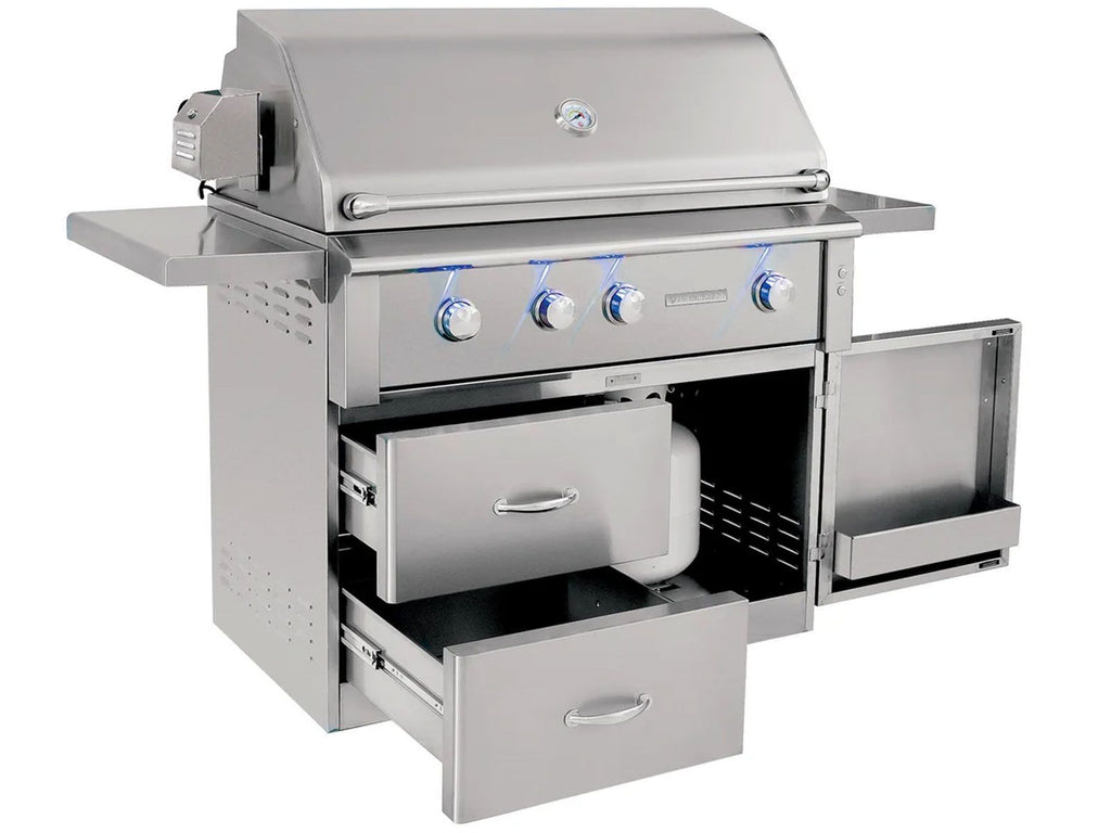 Parrilla de gas Alturi de 42 pulgadas y 3 quemadores, fabricada en Estados Unidos, con quemador trasero infrarrojo y kit de asador. 