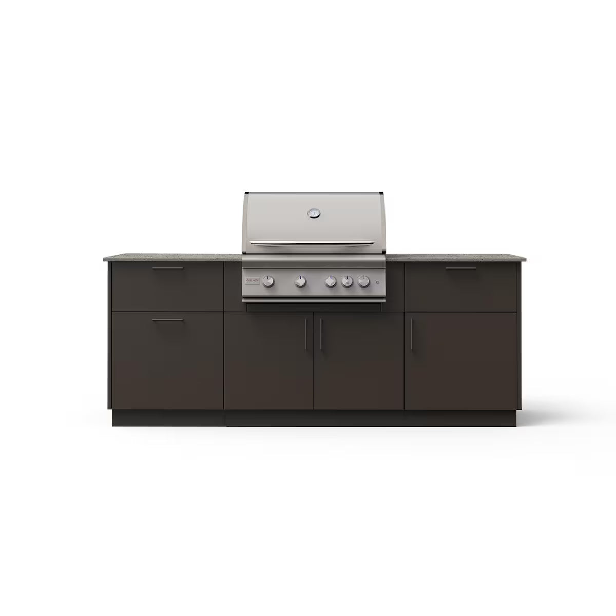 Blaze Sunrise 8-Ft Outdoor Kitchen Island w/ 32-Inch LTE+ Propane Grill in Gunmetal w/ Keon Countertop