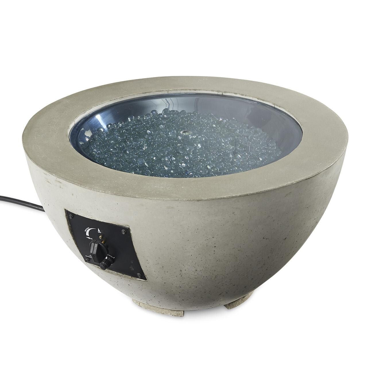 Cove 29-Inch Round Glass Fiber Reinforced Concrete Propane Fire Bowl in Natural Gray