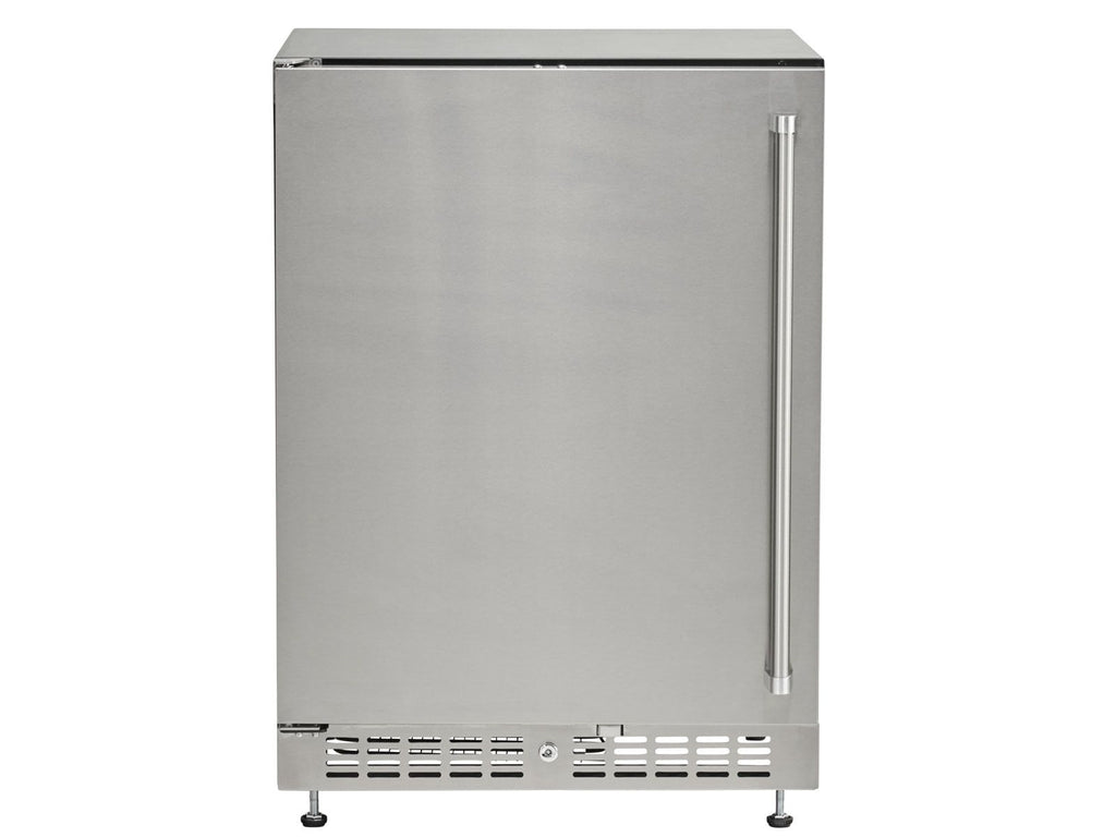 haven 6 ft. outdoor kitchen island w/ coyote c-series 30-inch grill, double access door & 24" refrigerator - brushed black