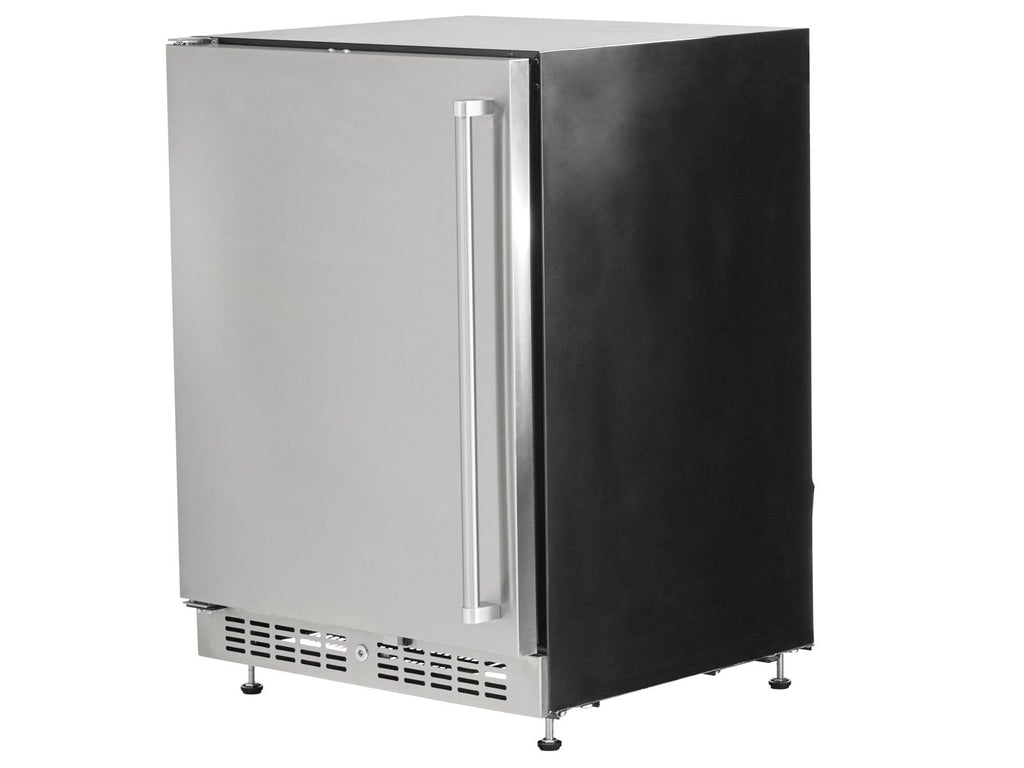 haven 6 ft. outdoor kitchen island w/ coyote c-series 30-inch grill, double access door & 24" refrigerator - brushed black