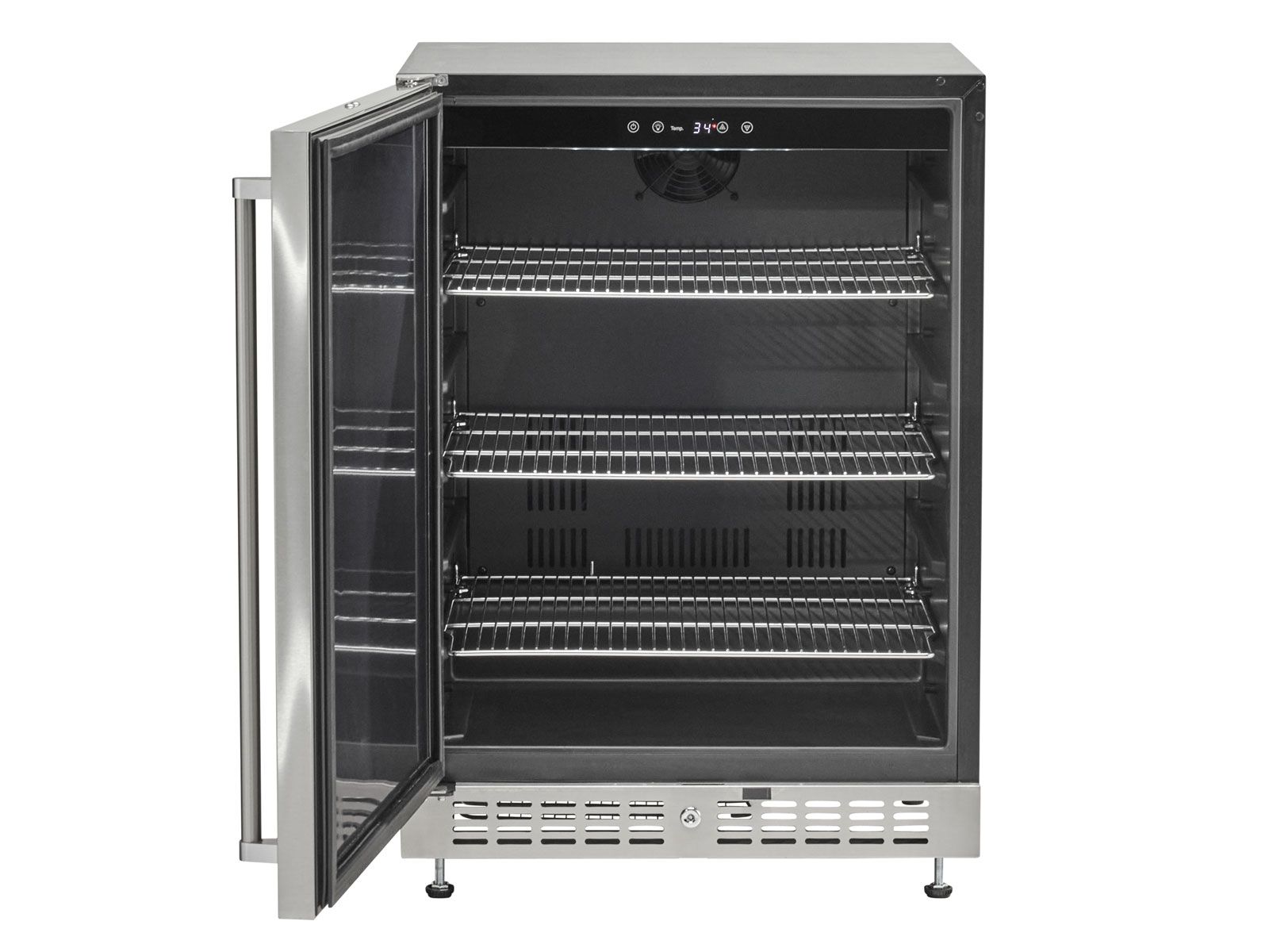 haven 6 ft. outdoor kitchen island w/ coyote c-series 30-inch grill, double access door & 24" refrigerator - harbor gray