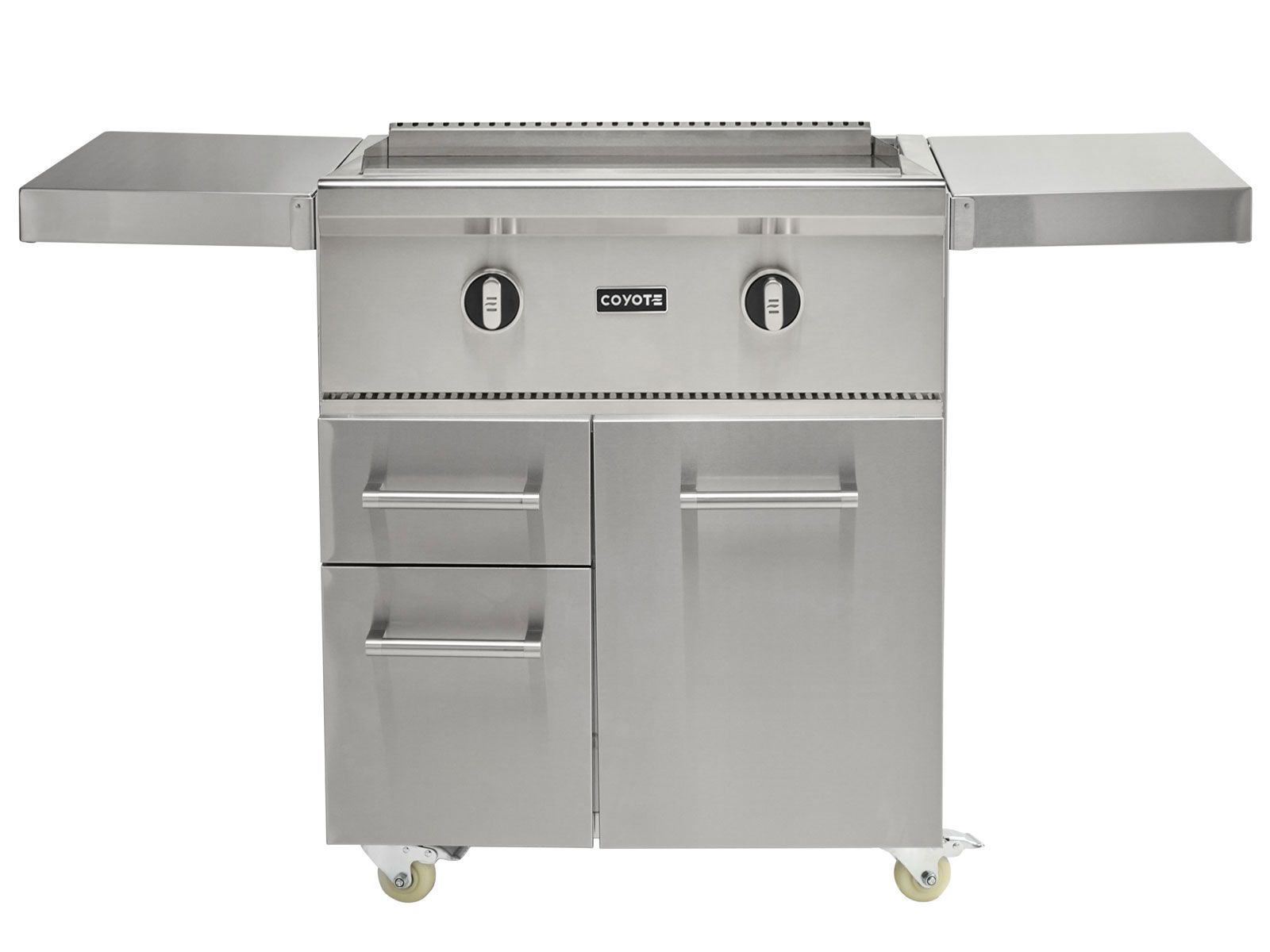 Parrilla de gas Coyote de 30 pulgadas con superficie plana en carrito 