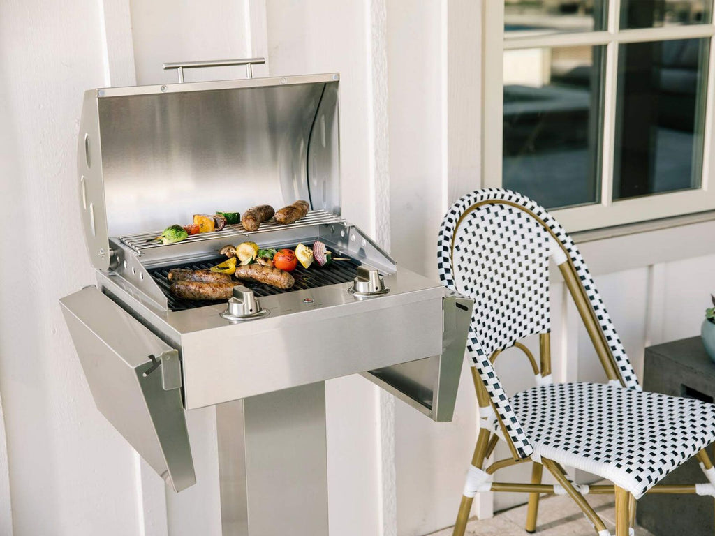 coyote 18-inch built-in / portable 1300 watt electric grill on patio post