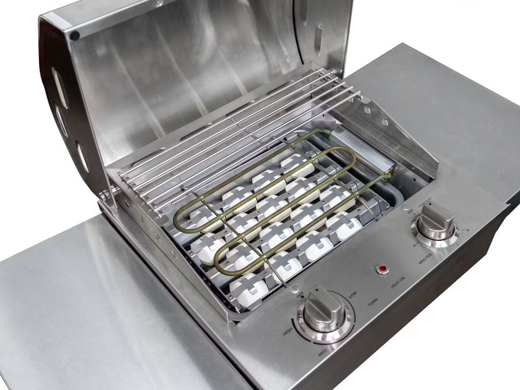coyote 18-inch built-in / portable 1300 watt electric grill on patio post