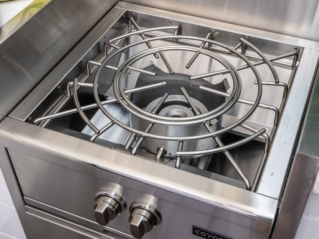 coyote built-in gas power burner w/ asado smoker insert sleeve