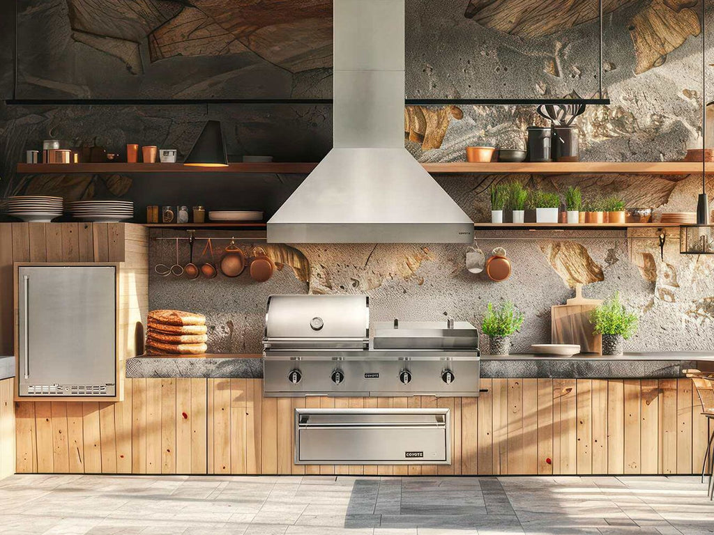 Campana extractora exterior de acero inoxidable Coyote de 48 pulgadas con motor soplador interno de 1200 cfm 