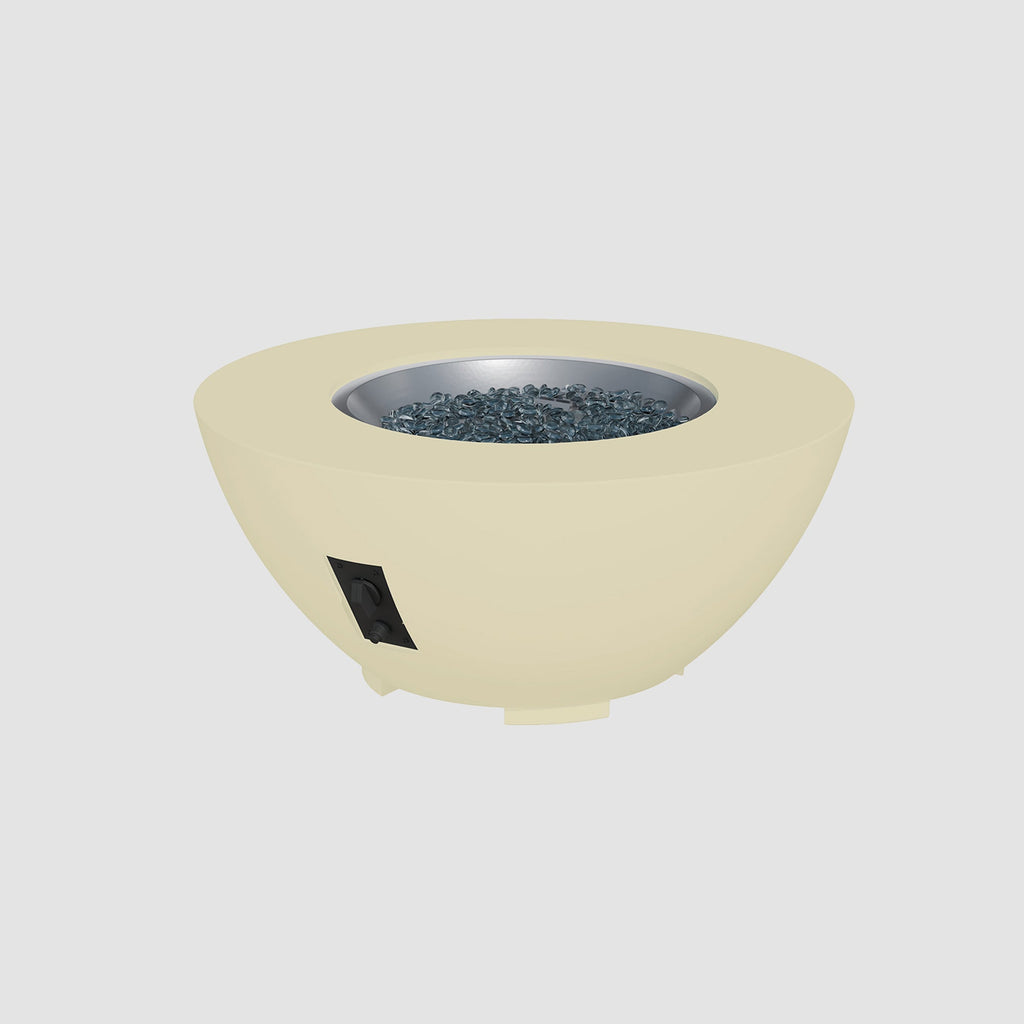 36-inch Cove Concrete round gas fire pit bowl in Linen