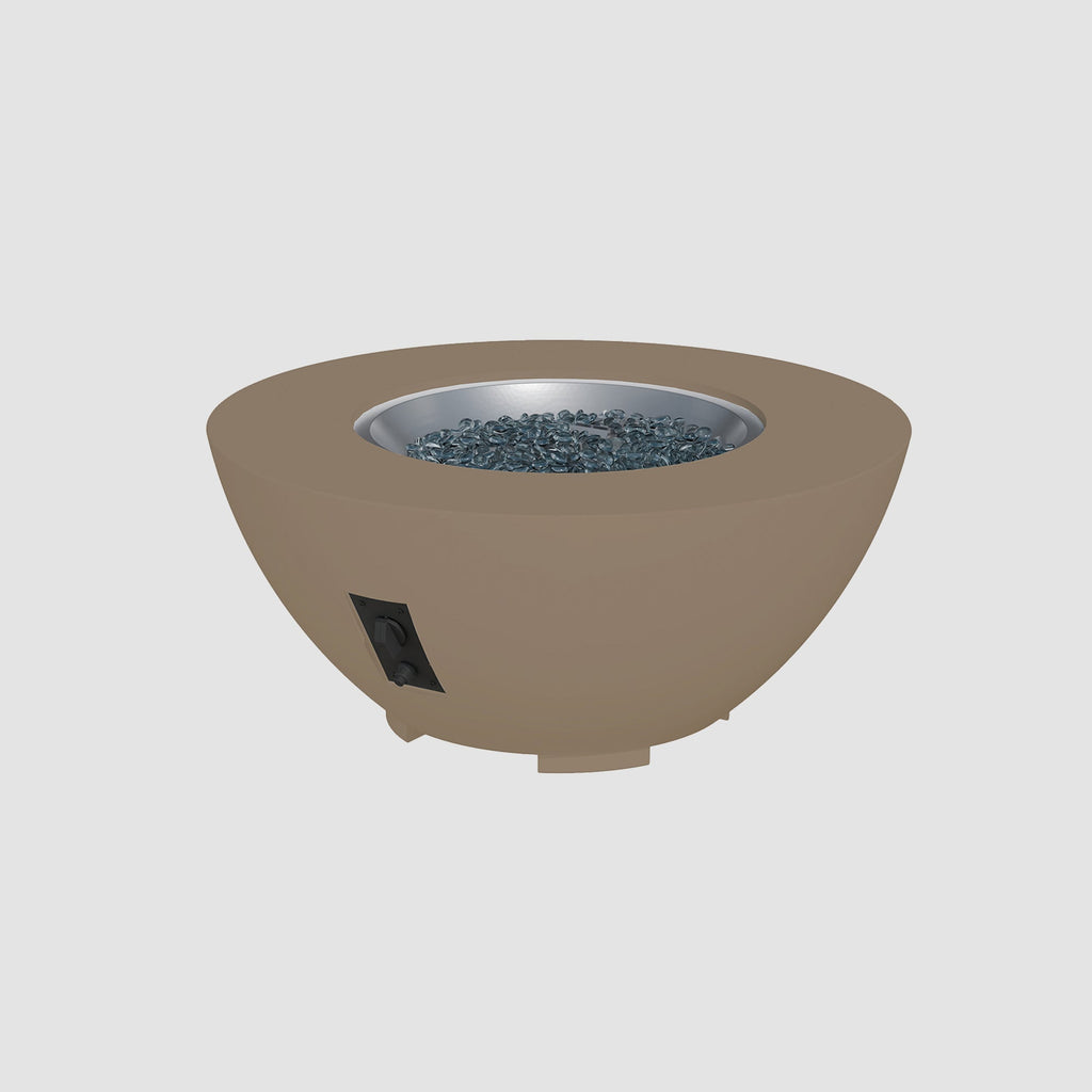 36-inch Cove Concrete round gas fire pit bowl in Latte