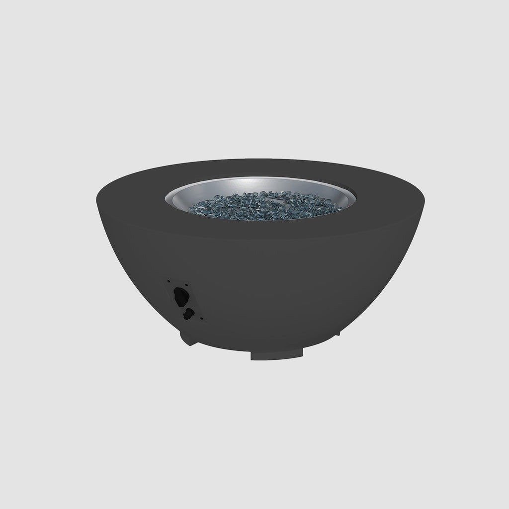 36-inch Cove Concrete round gas fire pit bowl in Midnight Mist