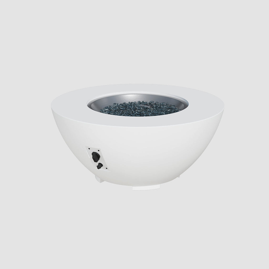 36-inch Cove Concrete round gas fire pit bowl in White