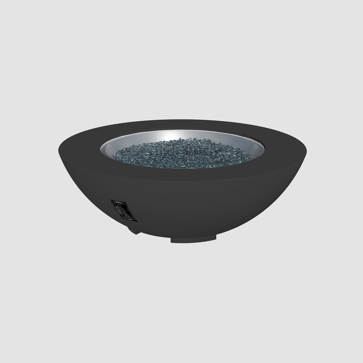 48-inch Cove Concrete round gas fire pit bowl in Midnight Mist