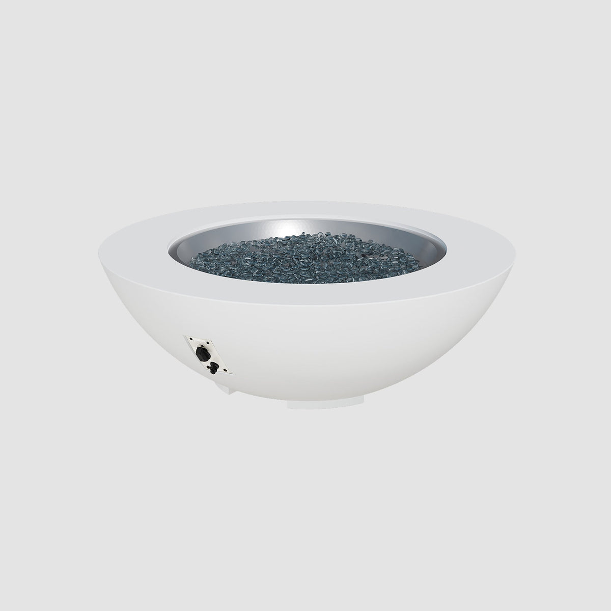 48-inch Cove Concrete round gas fire pit bowl in White