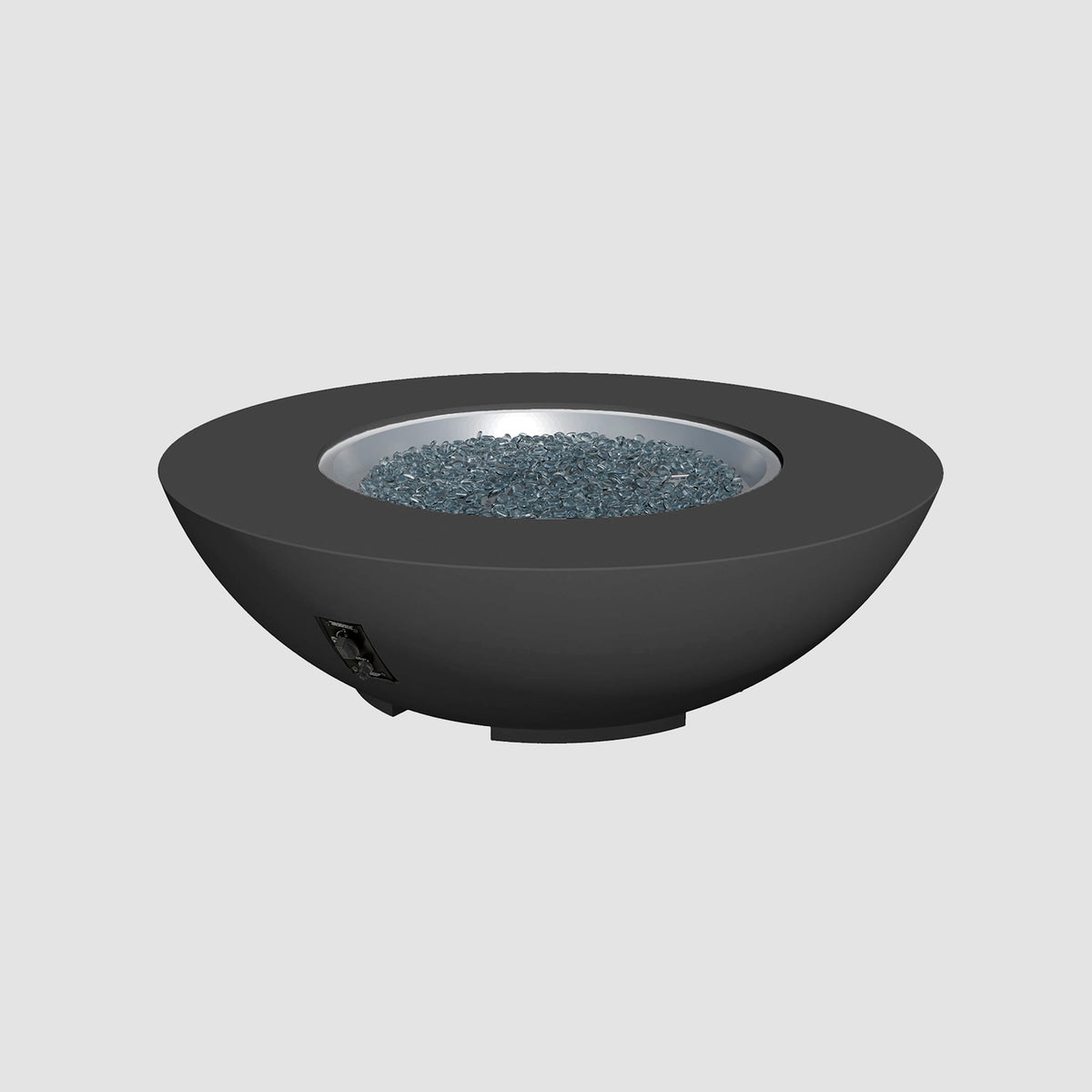 54-inch Cove Concrete round gas fire pit bowl in Midnight Mist