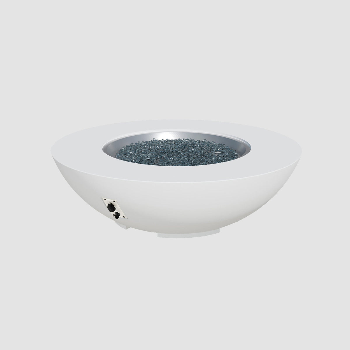 54-inch Cove Concrete round gas fire pit bowl in White