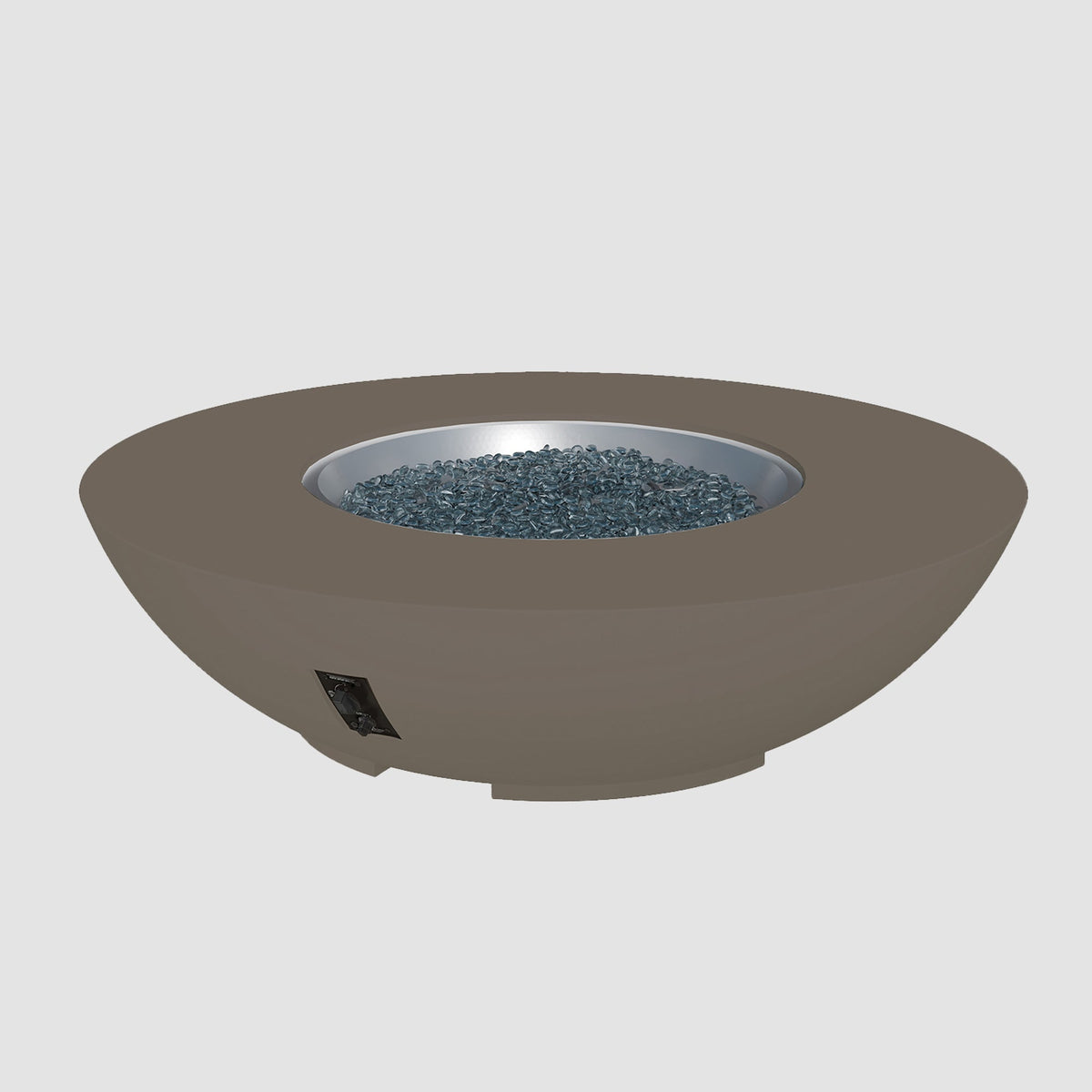 60-inch Cove Concrete round gas fire pit bowl in Earth Stone