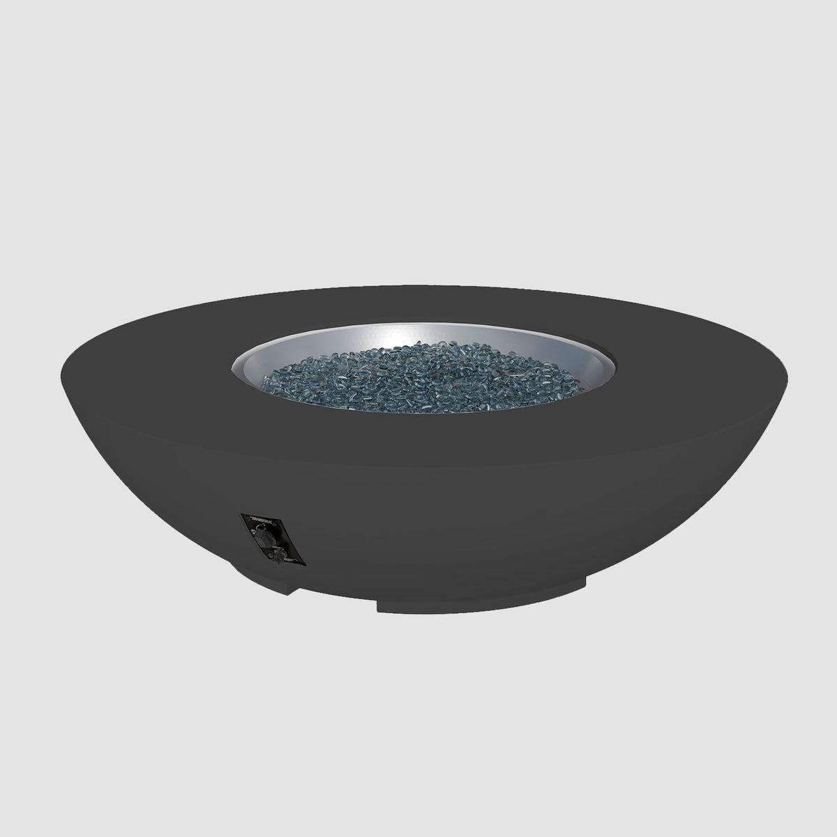 60-inch Cove Concrete round gas fire pit bowl in Midnight Mist