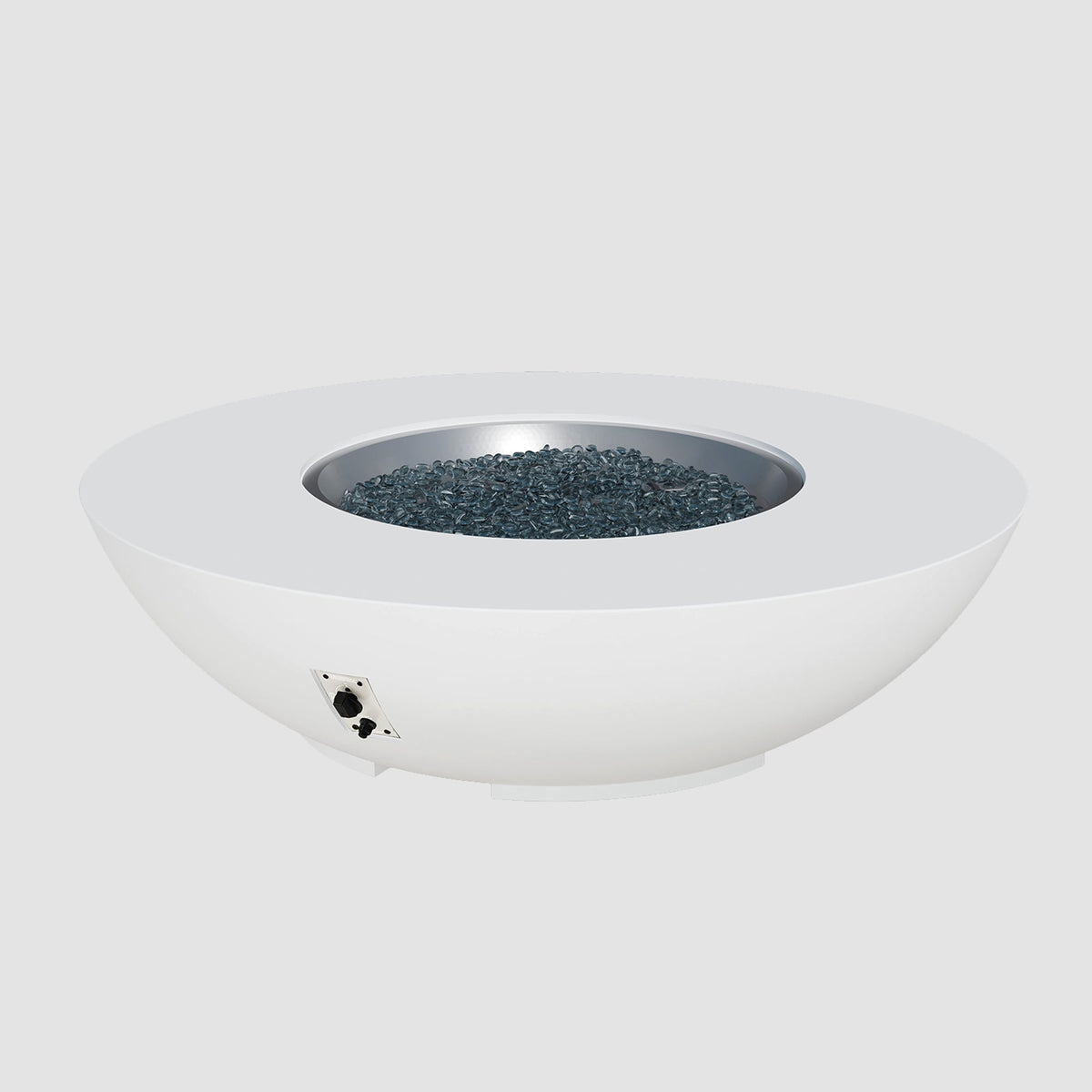 60-inch Cove Concrete round gas fire pit bowl in White