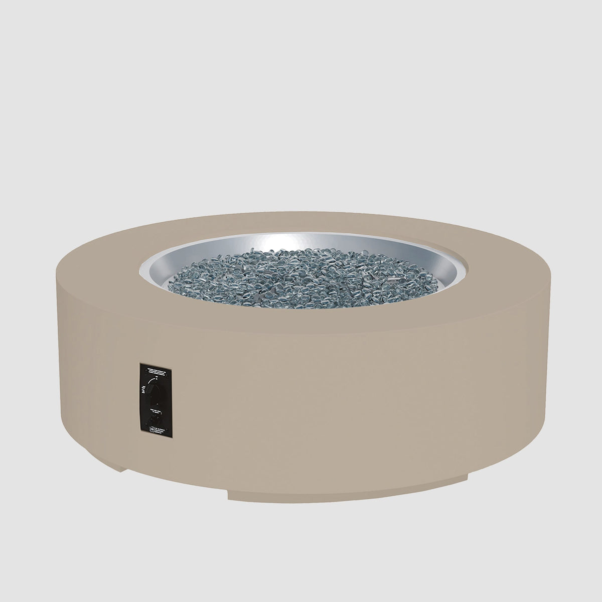 48-inch Cove Concrete round gas fire pit table in Latte
