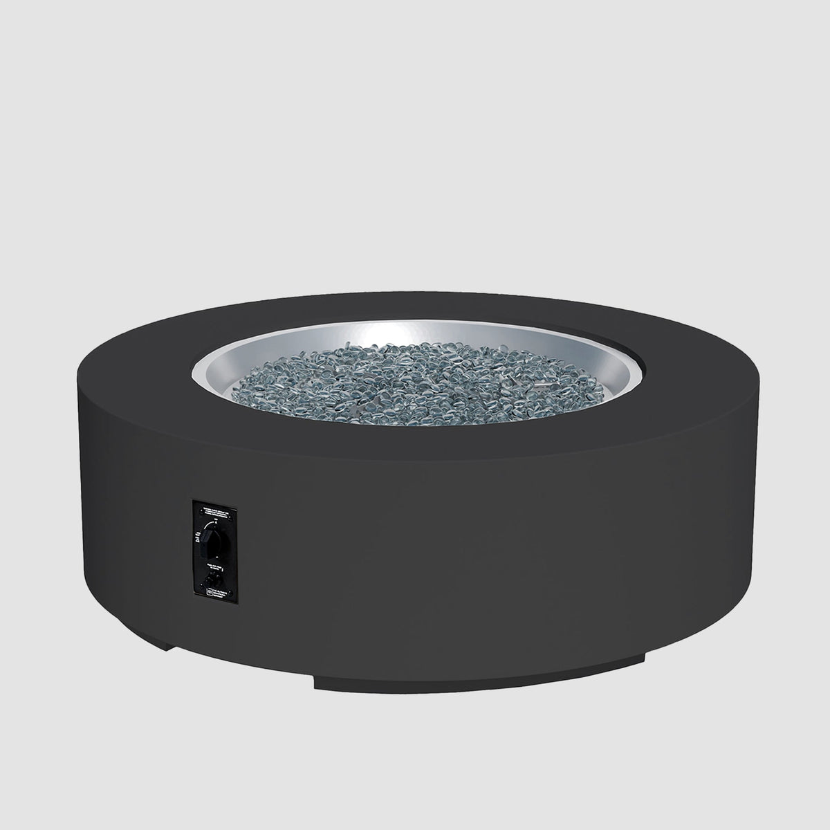 48-inch Cove Concrete round gas fire pit table in Midnight Mist