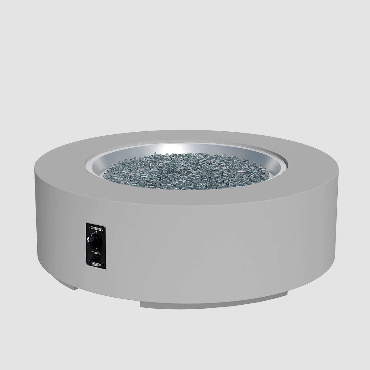 48-inch Cove Concrete round gas fire pit table in Natural Grey