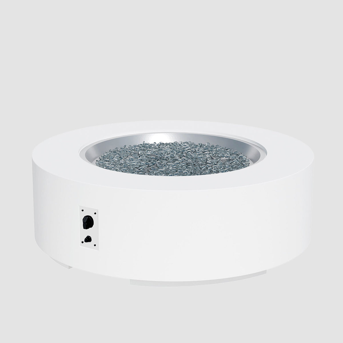 48-inch Cove Concrete round gas fire pit table in White