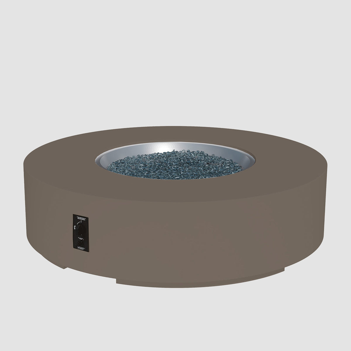60-inch Cove Concrete round gas fire pit table in Earth Stone