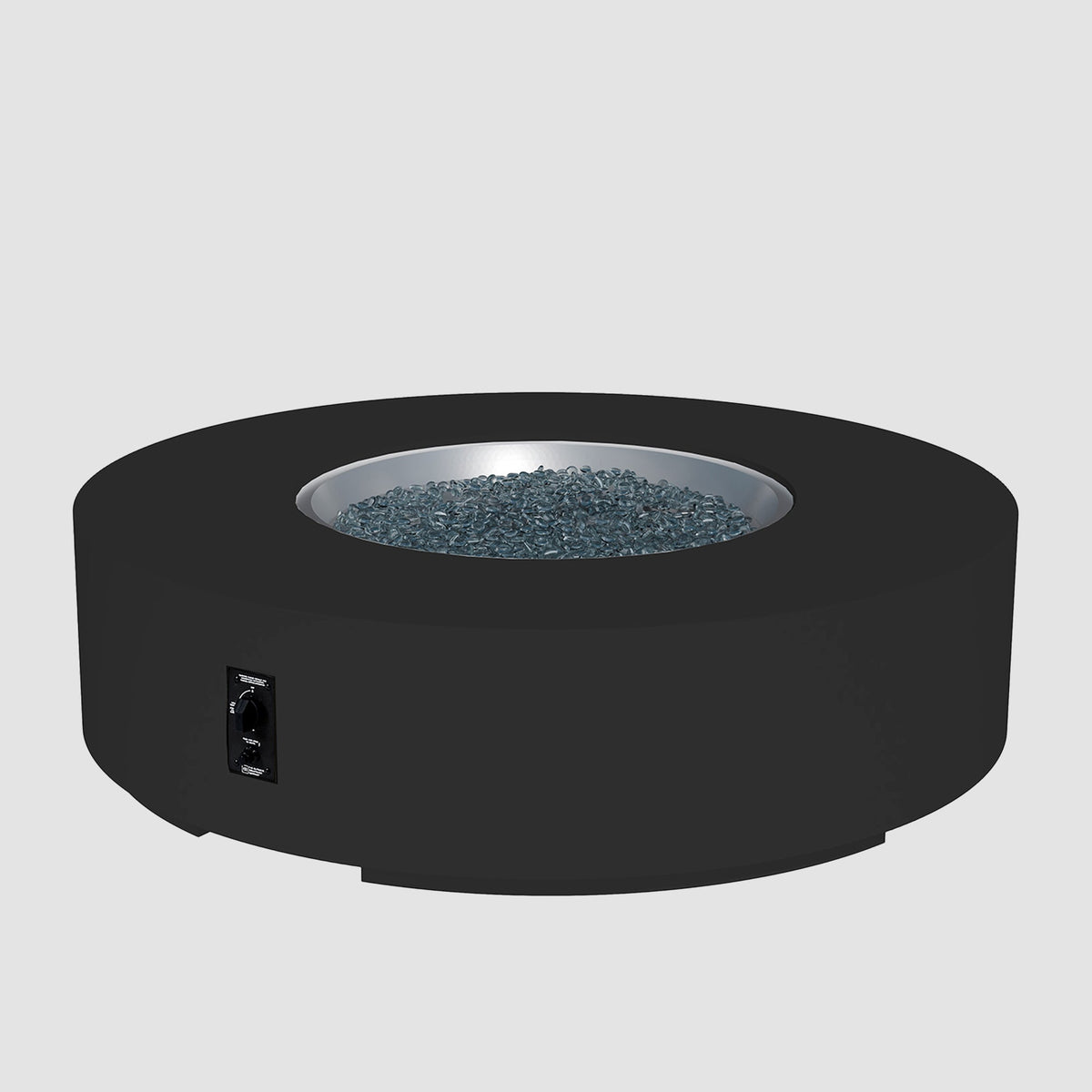 60-inch Cove Concrete round gas fire pit table in Midnight Mist