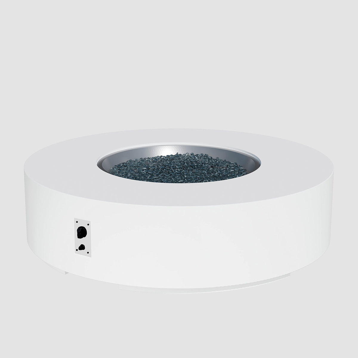 60-inch Cove Concrete round gas fire pit table in White