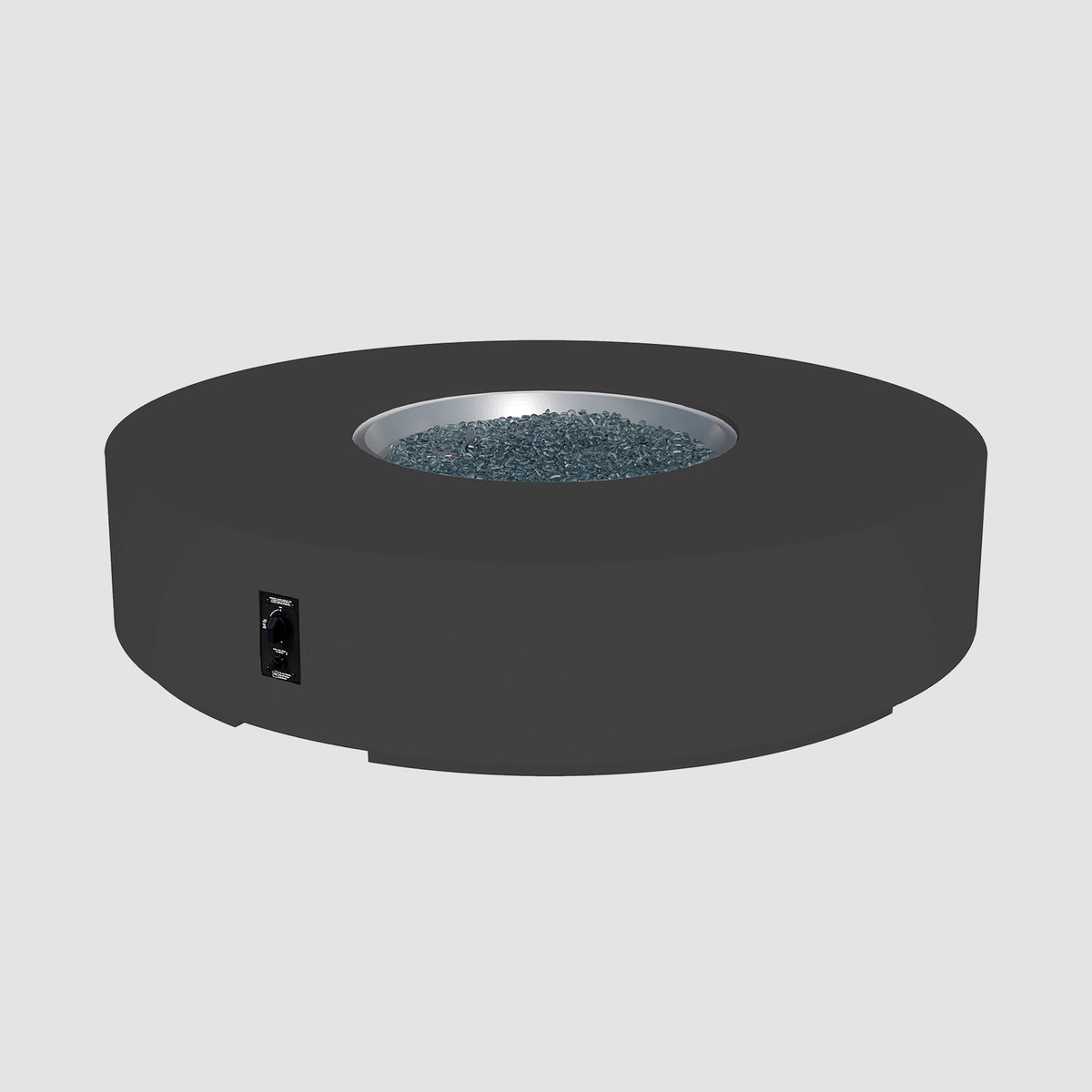 72-inch Cove Concrete round gas fire pit table in Midnight Mist