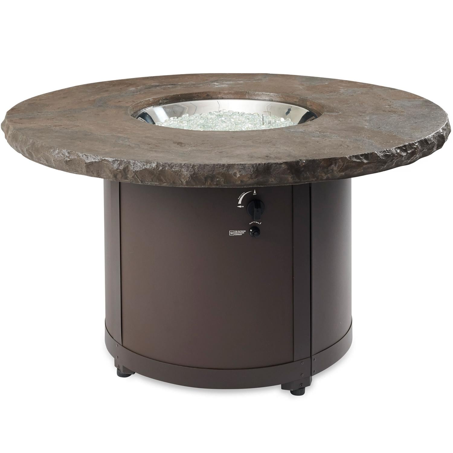 Beacon 48-Inch Round Powder Coated Steel Propane Fire Pit Table in Brown