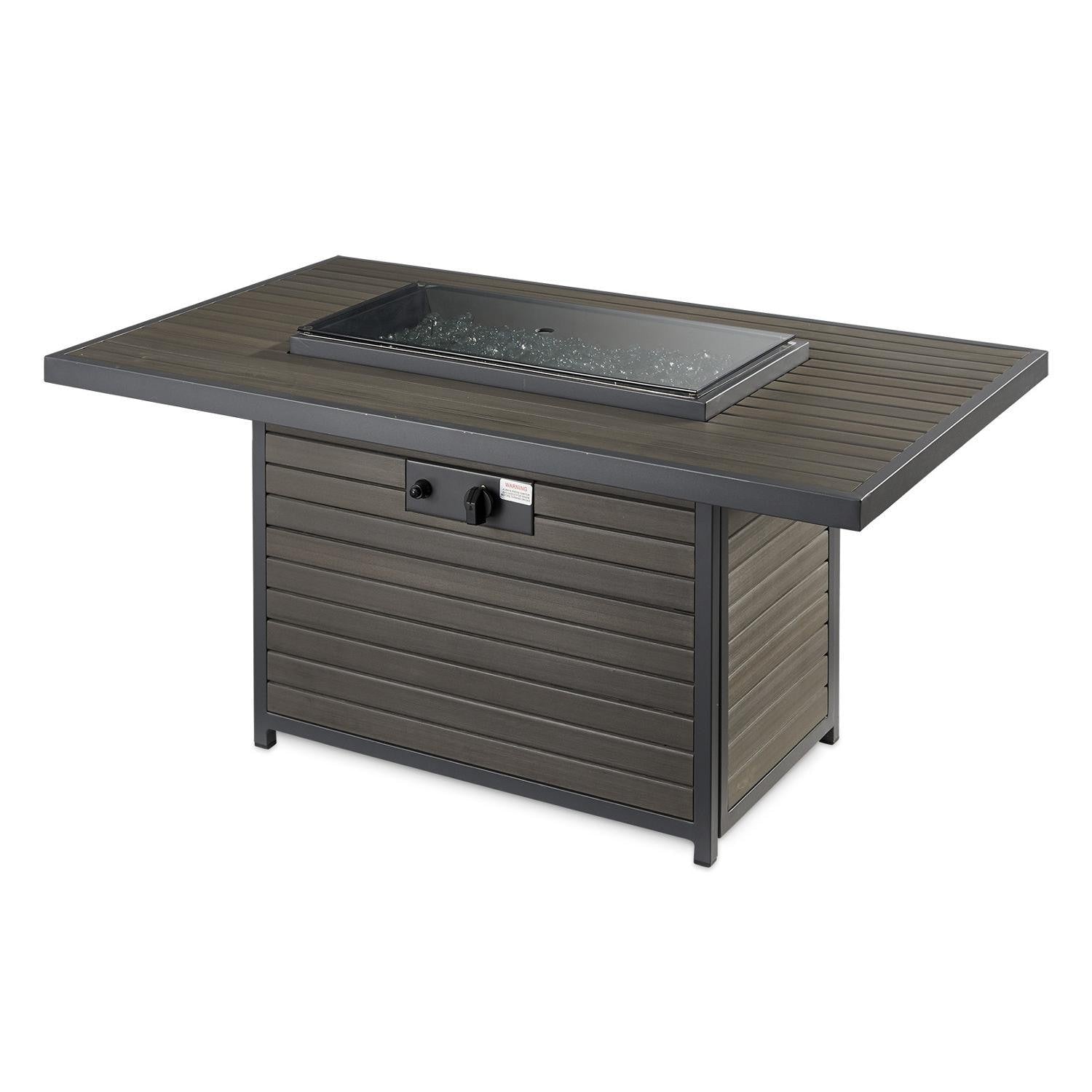 Brooks 50-Inch Rectangular Cast Aluminum Natural Gas Fire Pit Table in Taupe