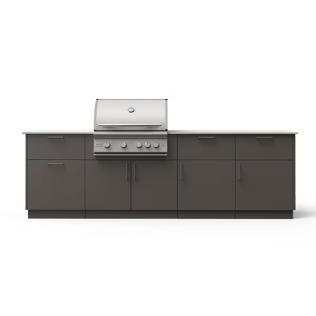 Isla de cocina exterior Blaze High Noon de 3 m con parrilla de propano LTE+ de grado marino de 81 cm en bronce arquitectónico y encimera Keon 