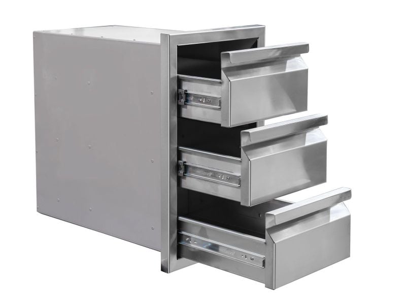 Videl 9 1/3-Ft Maestro L-Shaped Outdoor Kitchen Island with Gran Fuego 42-Inch 5-Burner Gas Grill, Double Side Burner, 4.5 Cu. Ft. Refrigerator, Sink and LED & Outdoor Audio System