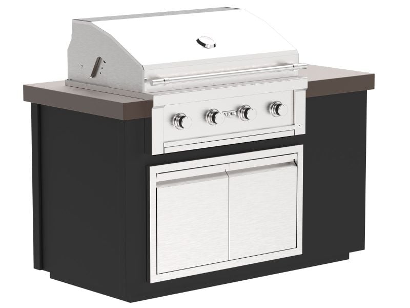 Videl 5-Ft Alta Outdoor Kitchen Island with Gran Fuego 36-Inch 4-Burner Gas Grill and Doble Doors