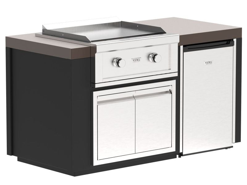 Videl 5 1/3-Ft Luxe Outdoor Kitchen Island with Gran Plancha 30-Inch Griddle and 4.5 Cu. Ft. Refrigerator