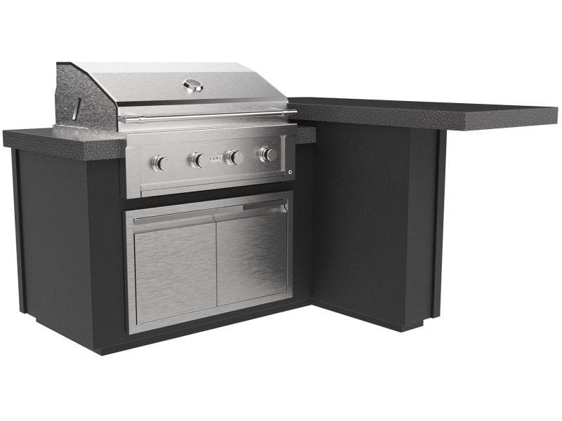 Videl 6-Ft Alta L-Shaped Outdoor Kitchen Island with Gran Fuego 36-Inch 4-Burner Gas Grill and doble doors