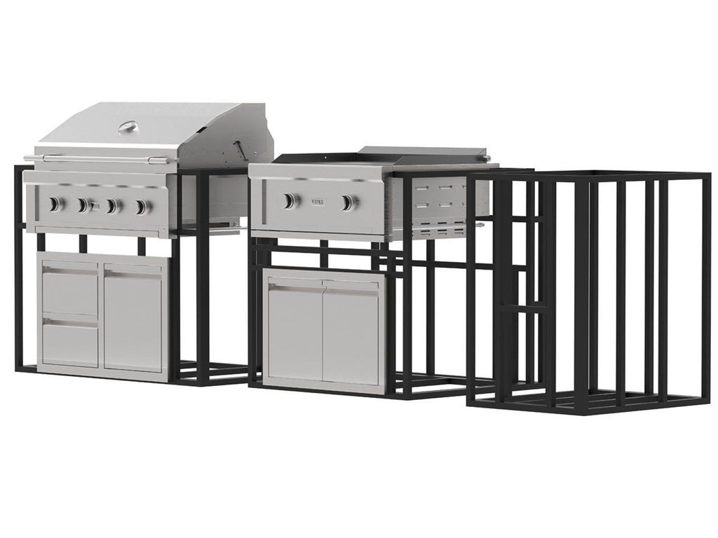 Videl 9-Ft Outdoor Kitchen Island with Gran Fuego 36-Inch 4-Burner Gas Grill