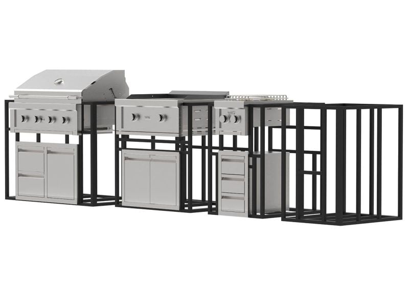Videl 11-Ft Outdoor Kitchen Island with Gran Fuego 36-Inch 4-Burner Gas Grill