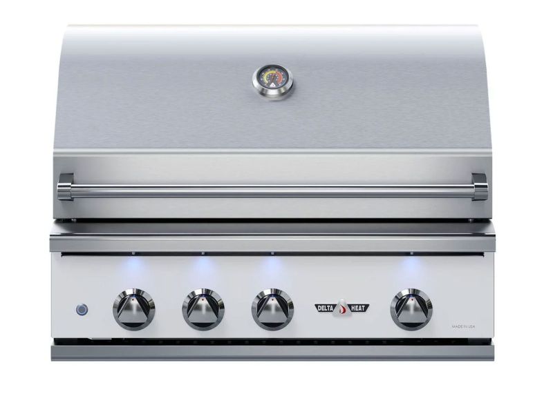 Isla de cocina exterior de 2,13 m de Challenger Designs con parrilla de gas Delta Heat de 81 cm 