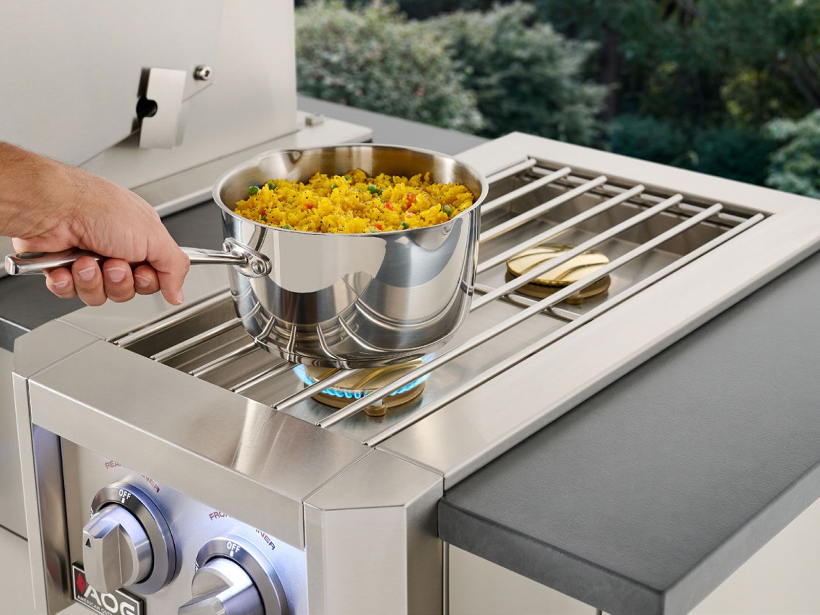 AOG L-Series Built-In Gas Double Side Burner with LED Multi-Color Light Bar