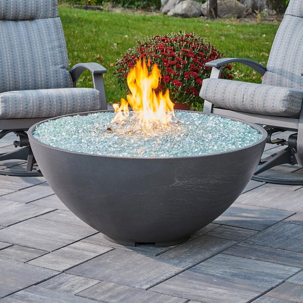 Cove 42-Inch Round Glass Fiber Reinforced Concrete Propane Fire Bowl in Midnight Mist