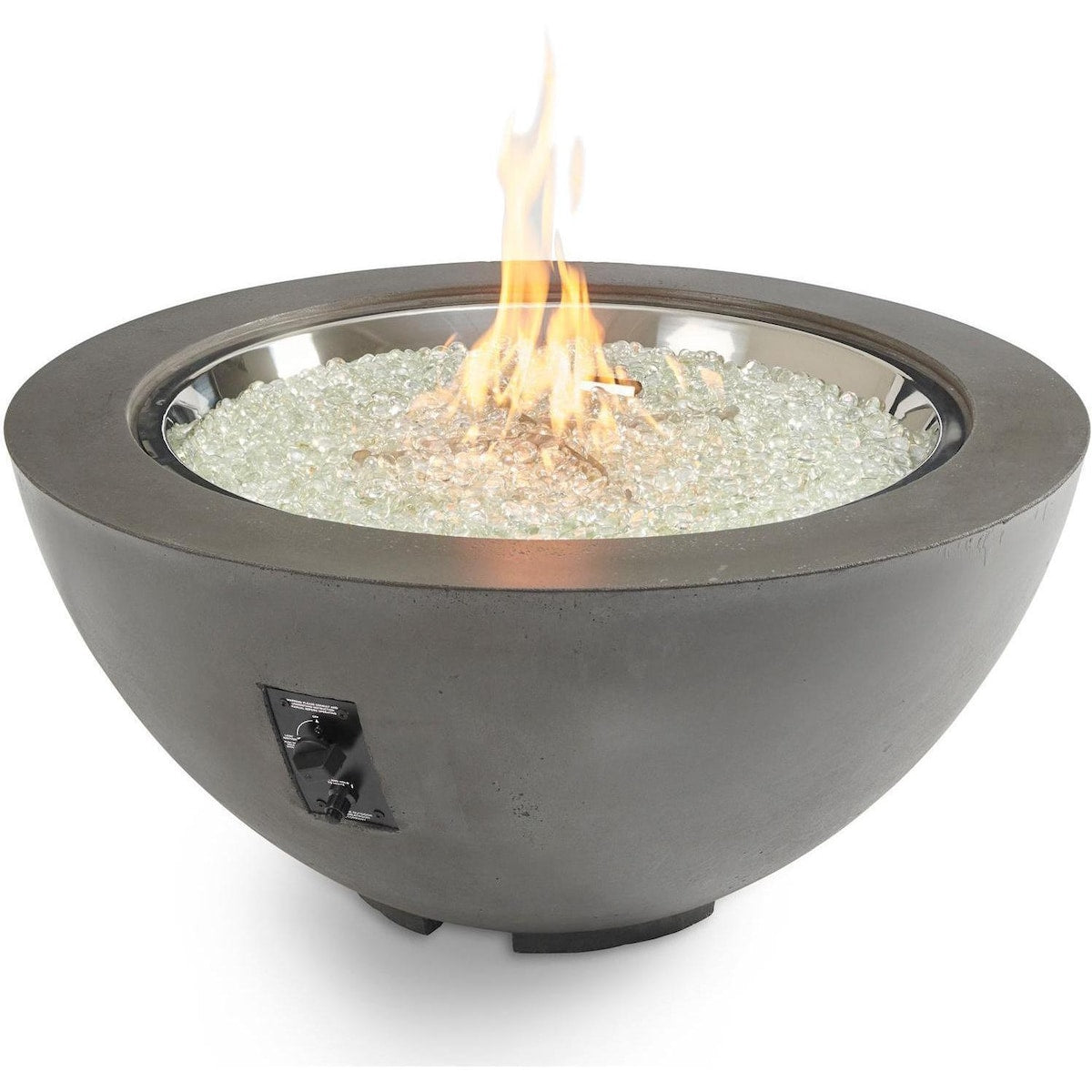 Villa View 42-Inch Round Glass Fiber Reinforced Concrete Propane Fire Bowl in Midnight Mist