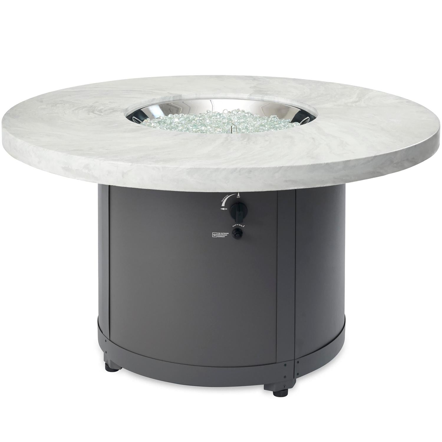 Beacon 48-Inch Round Powder Coated Steel Propane Fire Pit Table in White