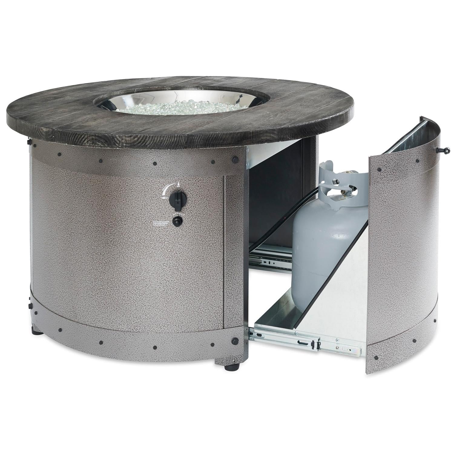 Edison 41-Inch Round Powder Coated Steel Propane Fire Pit Table in Gray