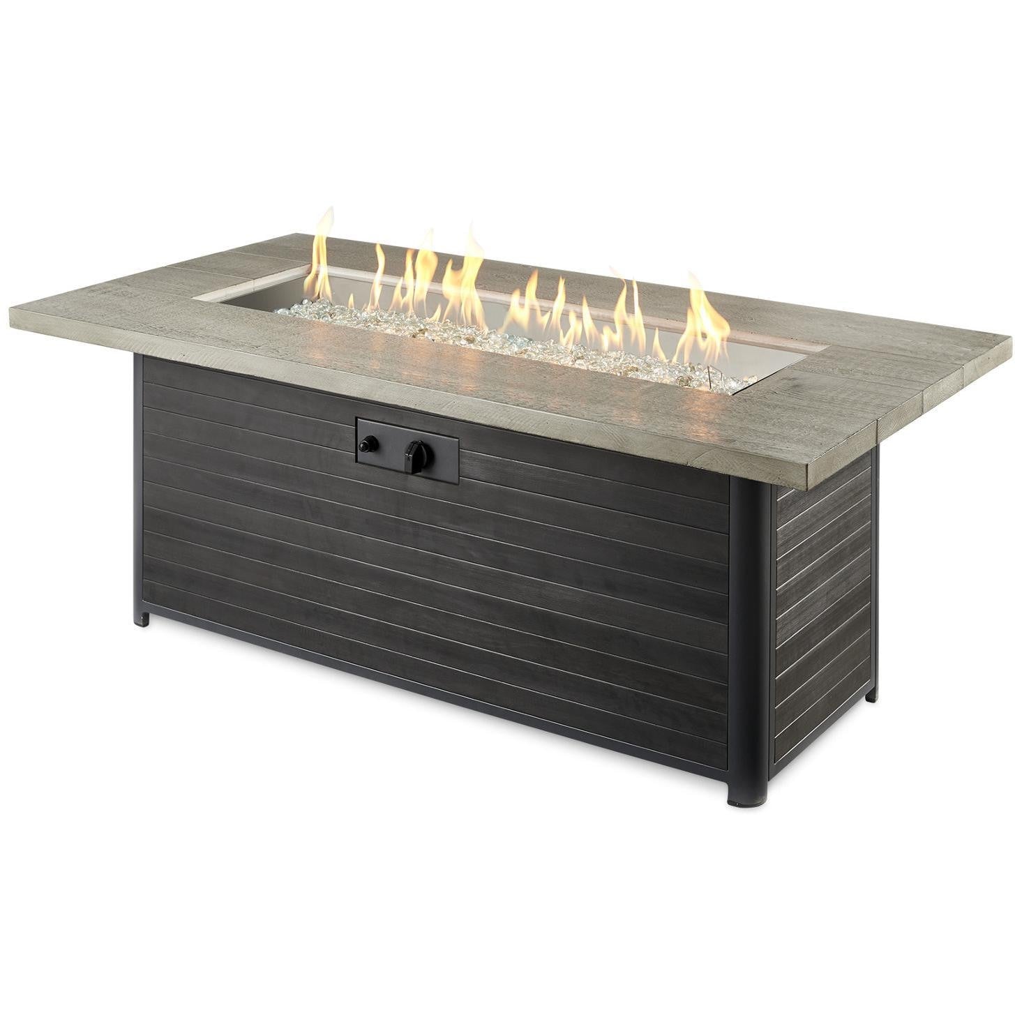 Rusticview 61-Inch Rectangular Aluminum Propane Fire Pit Table in Gray Cedar