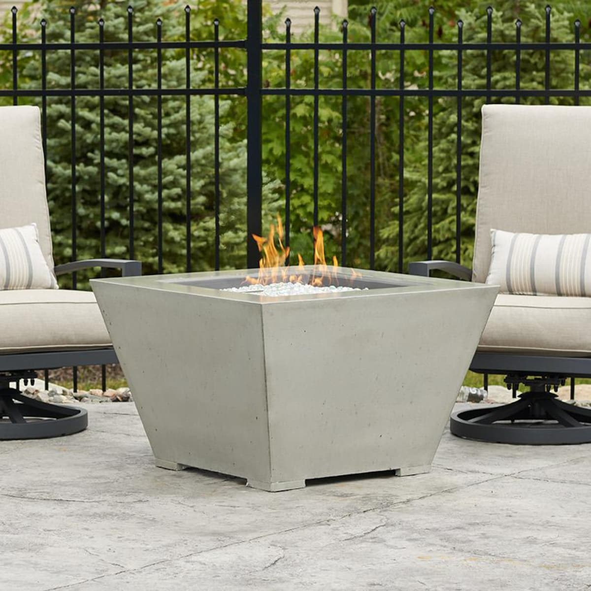 Cove 37-Inch Square Glass Fiber Reinforced Concrete Propane Fire Bowl in Natural Gray