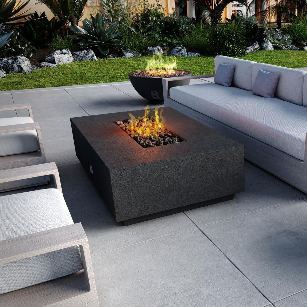 Elegant 56-Inch Rectangular Concrete Gas Fire Pit Table
