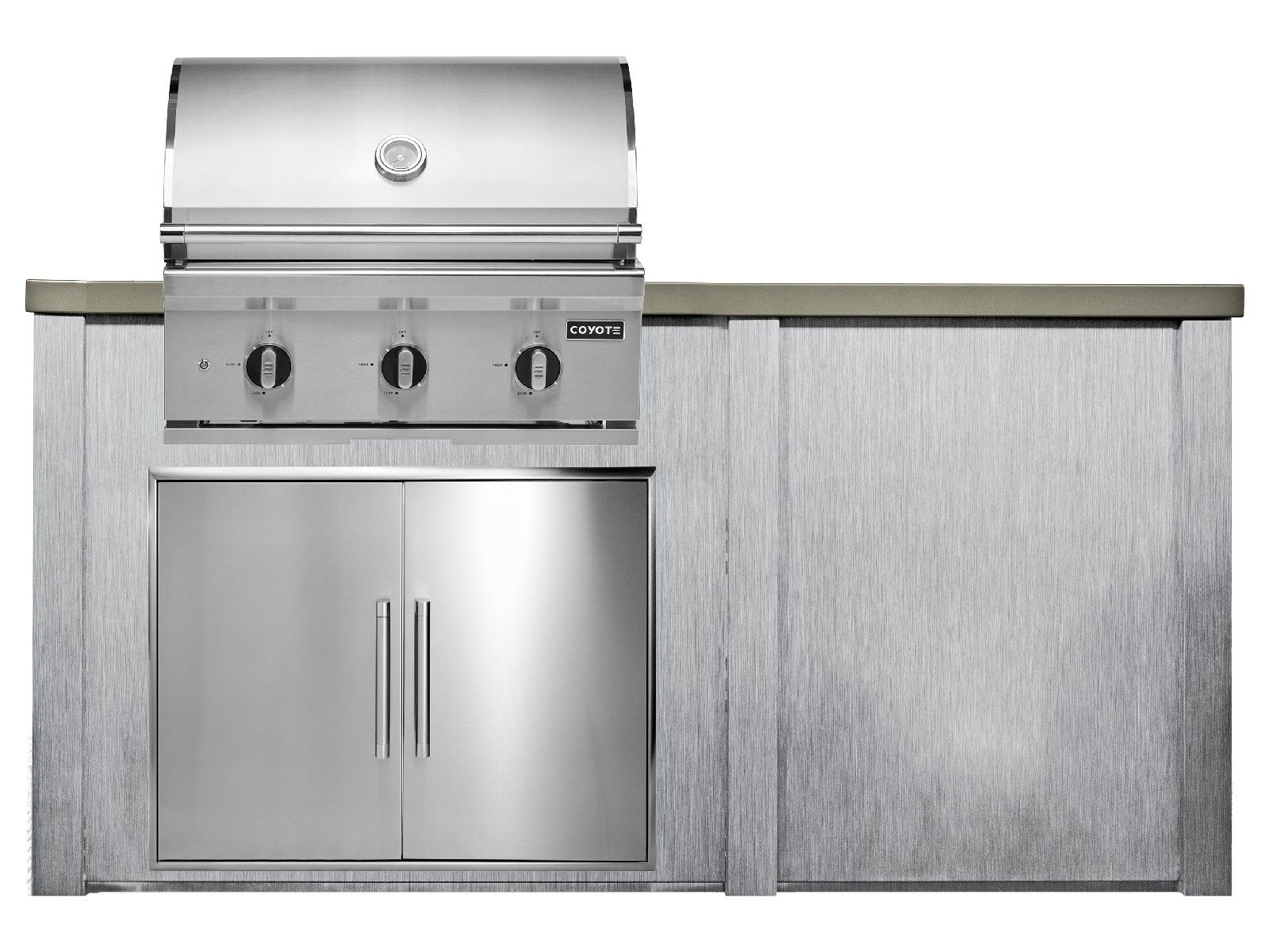 Haven 6 ft. outdoor kitchen island w/ coyote c-series 30-inch grill - double access door - harbor gray